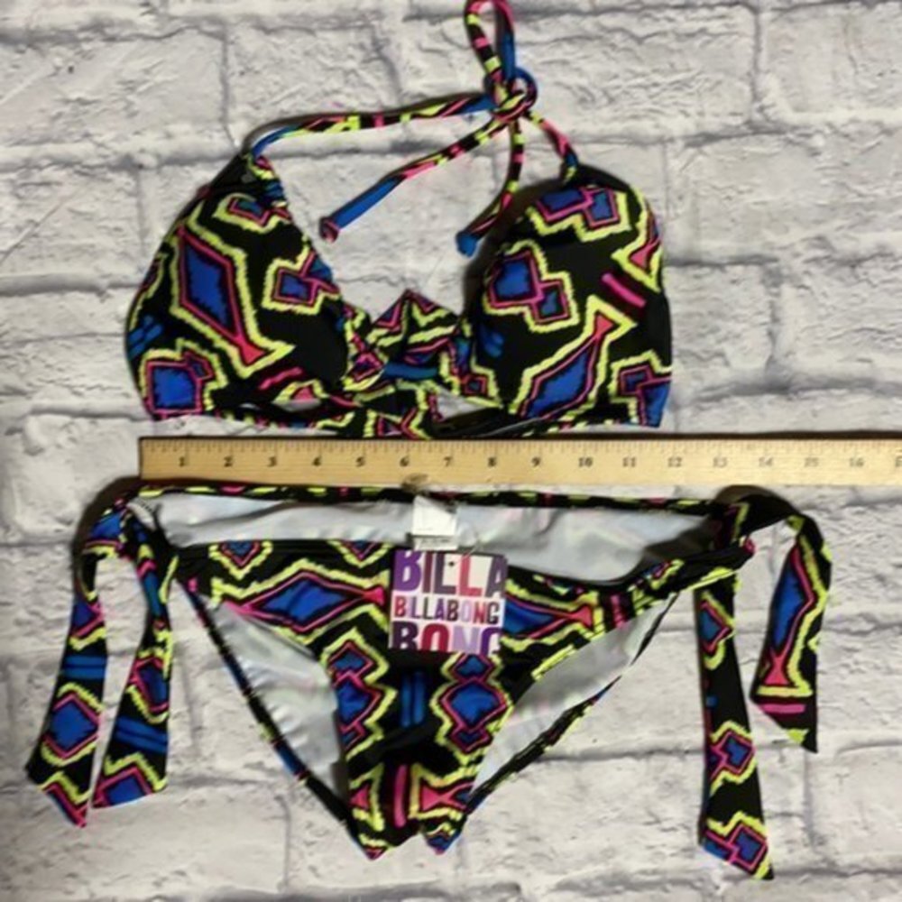 NWT Billabong 90s/Y2K  bikini bright geometric L